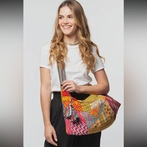NWT Kantha Large Zippered Hobo Bag